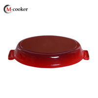 Vente chaude 26/30/34cm Plat Ovale Pan Set En Métal En Forme De Poisson Rôtissoire Plats De Cuisson Deux Oreilles Plat En Fonte Émaillée Plat Pan