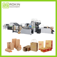 Machine à fabriquer des sacs en papier kraft à fond carré alimentée par rouleaux ROKIN entièrement automatique pour faire des sacs en papier brun pour l'épicerie, le pain et les aliments