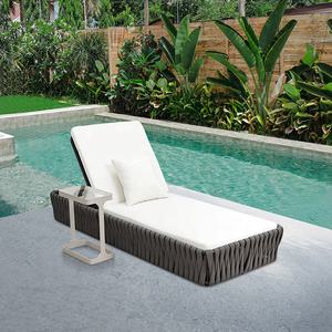 longues <span class=keywords><strong>de</strong></span> jardin d'hôtel <span class=keywords><strong>de</strong></span> loisirs Chaise longue d'extérieur en corde d'<span class=keywords><strong>aluminium</strong></span> Chaise longue Chaise avec table d'appoint - Product Image 1