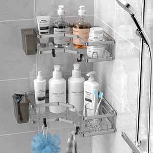 2pcsNo Drilling Adhesive Corner Wall Mounted Black Bathroom Shelves <strong>Shower</strong> Caddy <strong>Shower</strong> Caddy Storage Rack Wall Bathroom <strong>Shelve</strong> - Product Image 6