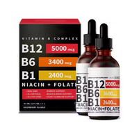 Compléments OEM Vitamine B12 + B6 Complexe de Vitamines B Tout-en-un en Gouttes Liquides Suppléments à Base de Plantes pour le Métabolisme Immunitaire et Énergétique