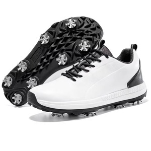 LISPOLE Zapatos de golf blancos para hombre con suela exterior azul, parte superior de PU, forro de malla, entresuela de EVA, suela de TPU, zapatillas deportivas transpirables de primavera - Product Image 2