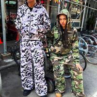 Ensemble de survêtement camouflage personnalisé pour homme, coupe évasée, en molleton 100% coton French Terry 300-500 g/m², comprenant un sweat à capuche et un pantalon de survêtement
