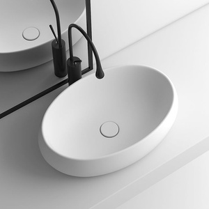 Arte moderno Cerámica Baño <span class=keywords><strong>Verde</strong></span> Gris Mármol Diseño Hotel <span class=keywords><strong>Lavabo</strong></span> ovalado - Product Image 5