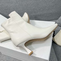 Bottines en cuir à bout carré pour femmes, avec fermeture éclair latérale, talon chaton, élégantes, noires, blanches, marron
