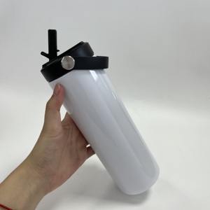 Botella de agua deportiva de 20oz con sublimación de almacén de EE. UU. con tapa de rosca de tornillo de paja abatible del mismo ancho desde arriba y hacia abajo para impresión en caliente - Product Image 2