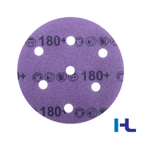 Disque abrasif de ponçage et de polissage OEM étanche en céramique violette de 5, 6 pouces (125 mm, 150 mm) avec film, à fixation auto-agrippante (PSA)