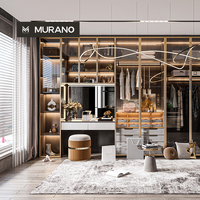 Maßgefertigter Modularer Begehbarer Kleiderschrank für das Ganze Haus mit Waschtisch, Hängeschränken und Ausstellungsregalen Luxus-Kleiderschrank
