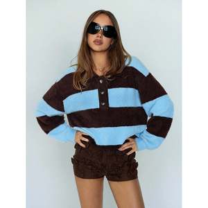 Pull à col polo colorblock abricot pour femmes - Product Image 4