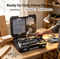 Ensemble d'outils ménagers tout-en-un économique, multi-tailles, avec mallette portable pour travaux de réparation et d'entretien domestiques