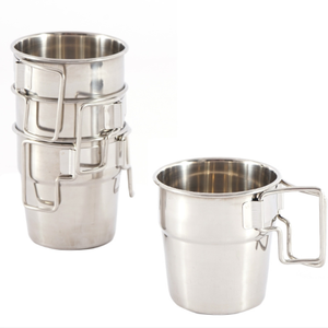Juego de 4 Tazas de Café Plegables de Acero Inoxidable de 300 ml para Acampar, Viajar y Hacer Senderismo al Aire Libre - Product Image 1