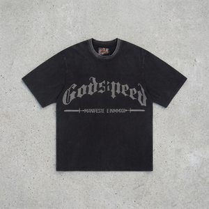 เสื้อยืดโอเวอร์ไซส์ GodSpeed High Street วินเทจ ผ้าเนื้อแน่น คุณภาพสูง ล้างสีแบบแอซิดวอช ประดับคริสตัล สำหรับผู้ชาย ผ้าฝ้าย 100% เป็นมิตรต่อสิ่งแวดล้อม - Product Image 3