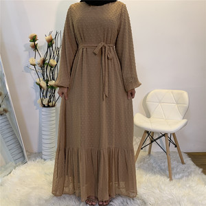 2021 Muslim Turkish <strong>Abaya</strong> <strong>UK</strong> with Polka Dot Chiffon Dress for Women Dubai <strong>Abaya</strong> - Product Image 2