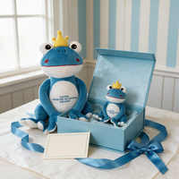 Peluche personnalisée Grenouille Prince, Mascotte d'hôtel, Animal en peluche avec logo brodé, Fabricant de peluches sur mesure, Vente en gros de peluches douces pour enfants