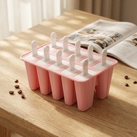 Moule à glace et à sucettes glacées en silicone réutilisable sans BPA, 10 cavités, pour l'été, formes géométriques, fabrication maison, compatible congélateur
