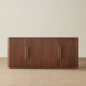 Meuble de salle à manger de luxe, buffet en placage de chêne brun avec plateau en pierre, buffet en bois - Product Image 3