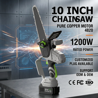 Scie à chaîne électrique industrielle sans fil de 10 pouces, scie à bois, moteur sans balais 4820, 21V 1200W, lubrification automatique, bricolage, lithium-ion 4Ah
