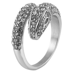 Anillo de serpiente yunique de acero inoxidable para hombre, estilo punk, joyería con diseño de animales, regalo, plata, piedra negra - Product Image 5