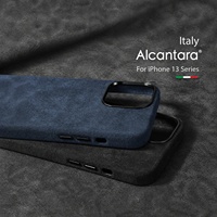 Coque de téléphone mobile pour iPhone 15 Pro, en Alcantara italien authentique, entièrement enveloppante, avec estampage à chaud en cuivre, fonction magnétique, service OEM/ODM