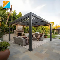 Pérgola de Aluminio con Láminas Ajustables, Techo de Láminas Impermeable, Estructura con Recubrimiento en Polvo, Tamaño Personalizado, Estructura para Exteriores