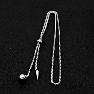 Collar de Cadena Larga con Borla de Diseño Simple y Exquisito 2026, Collar de Acero de Titanio Unisex, Joyería de Moda al por Mayor - Product Image 4