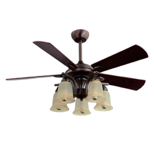 Ventilateur de plafond avec lumière, design populaire, type décoratif, 5 pales en MDF, 48 pouces, commande par fermeture éclair - Product Image 1