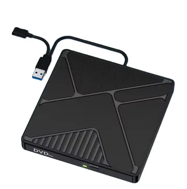 مشغل قارئ قرص DVD خارجي RW USB 3.0 DVD-RW CD-RW CD محمول للبيع بالجملة متوافق مع الكمبيوتر المكتبي الأسود