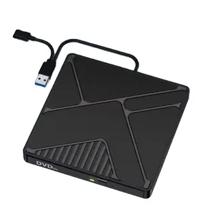 Reproductor de DVD externo portátil al por mayor RW USB 3,0, reproductor de lector de unidad grabadora de CD, compatible con PC de escritorio, negro