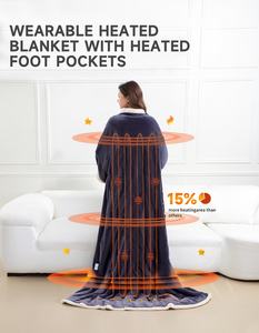 Wholesale Fleece Electric Heated Wearable Blanket with Foot Pocket Oversized Wearable Heating Blanket <strong>Hoodie</strong> - Product Image 3