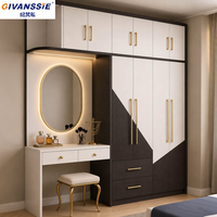 Armoire coulissante en métal à 2 portes avec coiffeuse intégrée, design moderne, fonction extensible, garantie 5 ans - Solution d'armoire personnalisée