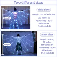 Magnifiques ailes de papillon LED lumineuses, costumes de fée pour adultes et enfants, accessoires de danse pour fêtes