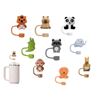 Capuchon de paille en silicone de 0,4 pouce pour tasses Stanley Capuchons de paille anti-poussière pour animaux marins mignons pour accessoires de tasse Stanley