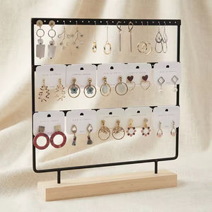 Expositor de Pendientes de Metal con Base de Madera, Organizador de Joyería, Soporte para Exhibición de Pendientes para Mostrador de Tienda - Product Image 4