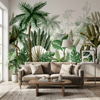 Wallpaper Mural Kecantikan Bunga Tanaman Tepi Air Tropis Latar Belakang Hijau Timbul Modern Dapat Dilepas Tahan Air Tahan Api