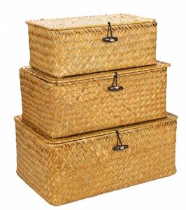 Metal çamaşır 30X30 düz Rattan hasır gövde sümbül ile doğal ekmek sepeti 13 inç sığ dikdörtgen plaka nihai - Product Image 3