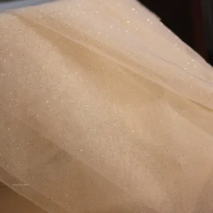 Kristal ile düğün ışıltılı metalik altın iplik jakarlı parıltılı kumaş rulo tül