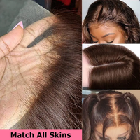 Peluca de Cabello Humano con Frente de Encaje Transparente 13x6 SDD Pre-Plucked al por Mayor 4 #   Pelucas rectas de color marrón de 20 y 22 pulgadas