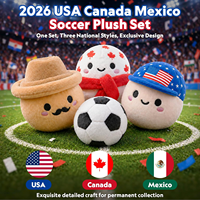 2026 Fußballturnier-inspiriertes Plüsch-Set mit 3 Maskottchen-Spielzeugen und Ball für Fan-Merchandise