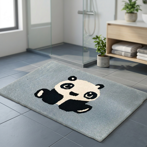 Tapis de bain rectangulaire à imprimé panda mignon, tissé à la main, antidérapant, pour salle de bain et décoration intérieure - Product Image 3