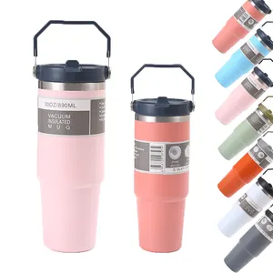 Sublimation 30oz Portable Travel Double Wall Stainless Steel Water Bottle Vacuum Flask Coffee Tumbler With Straw And Handle
