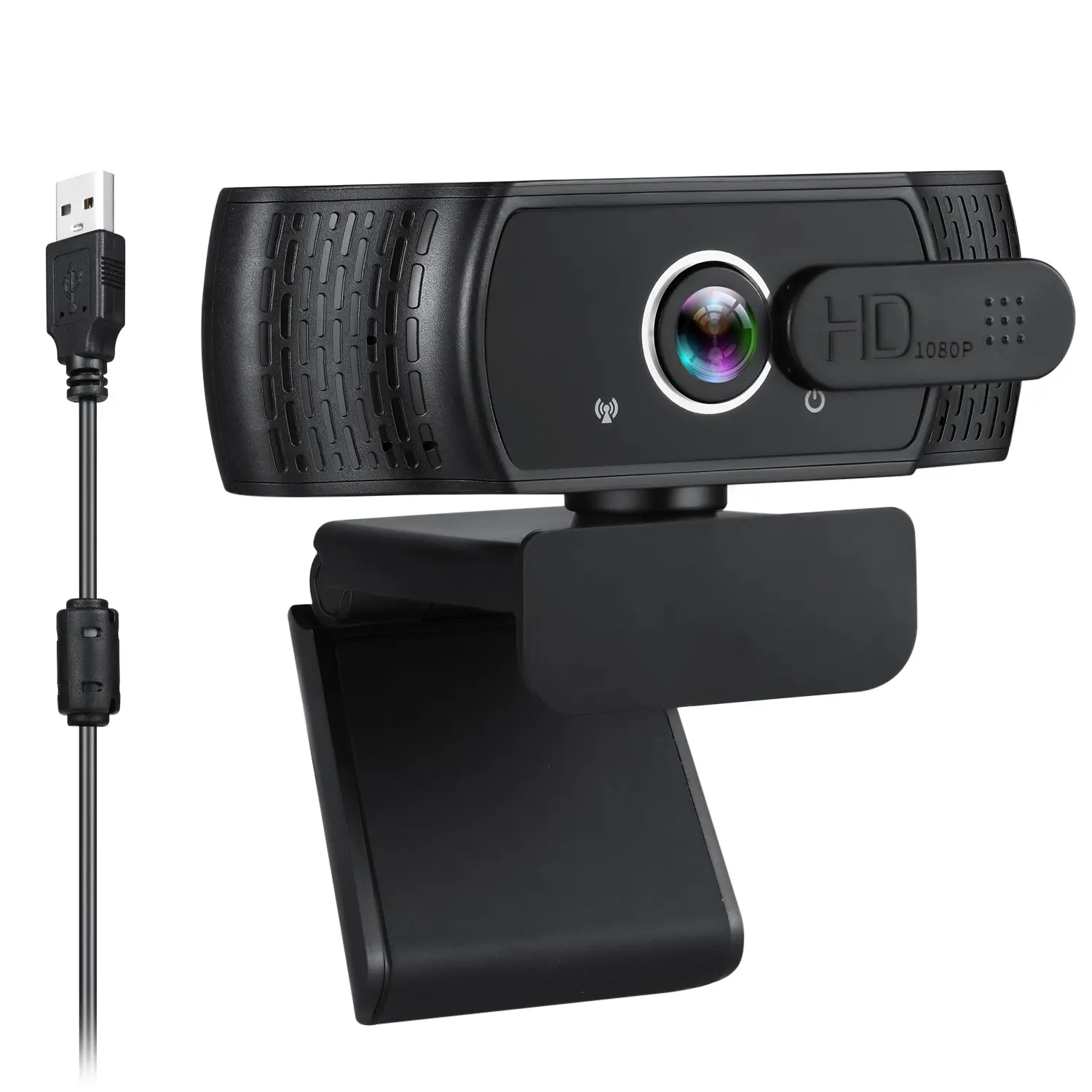 Cámara Web para PC con micrófono, Webcam 1080P FHD con cubierta de privacidad, Plug and Play, USB, para escritorio
