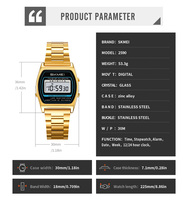 Nouvelle conception tendance SKMEI 2590, montre ultra-fine pour femmes, luxe, bracelet en acier inoxydable, alliage, affichage LED clair, expédition rapide
