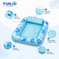 Flotador Inflable para Piscina YUNJU con Almohada, Estampado Tropical, Hamaca Acuática, Balsa para Tomar el Sol, OEM