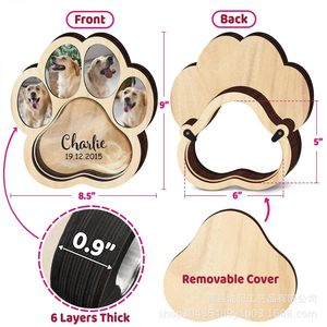 Wooden Pet Paw Photo Frame Fur Collection Display Stand For Dog Cat <b>Memorial</b> <b>Gift</b> Customized Shape Handmade Decorative - Product Image 5
