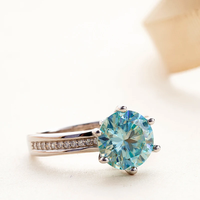 Bague en moissanite bleu-vert 3 CT 9 mm, certifiée GRA, diamant créé en laboratoire, alliance de mariage, argent massif 925, bijoux de luxe