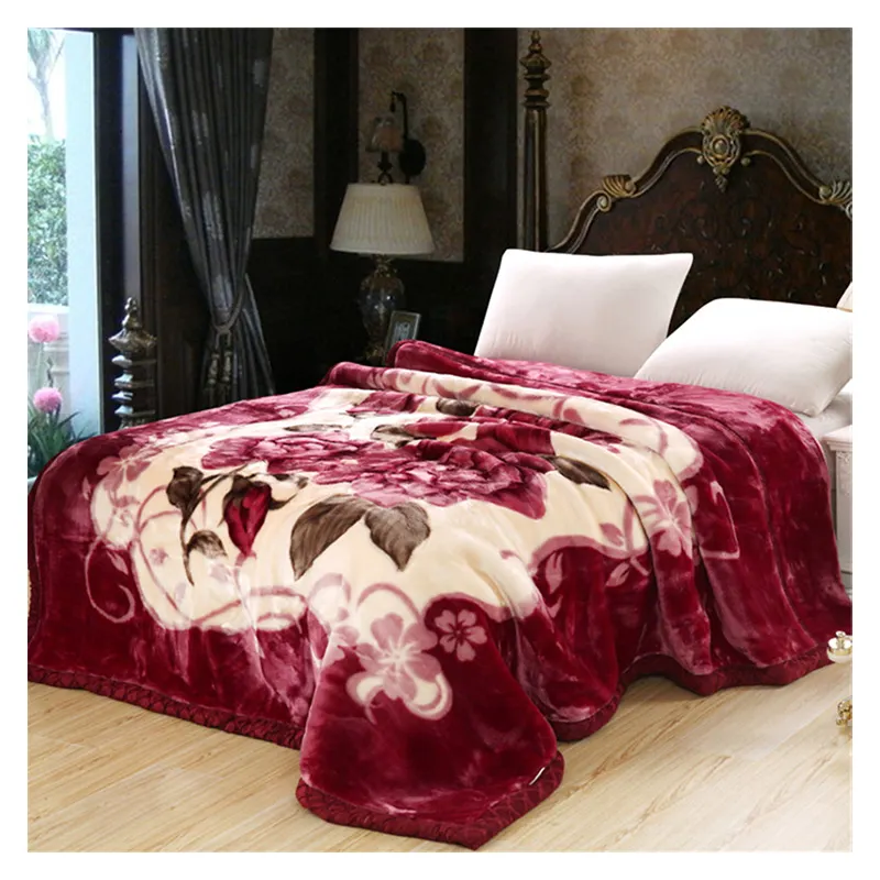 100% Polyester Top Ranking Double Layers Pattern Printed Flannel With Sherpa Throw Luxury Blanket