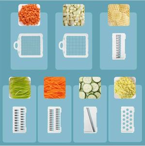 <span class=keywords><strong>Mandoline</strong></span> manuelle multifonction 16-en-1 bleue et blanche pour couper les fruits et légumes, hacher les oignons et trancher les légumes - Product Image 3