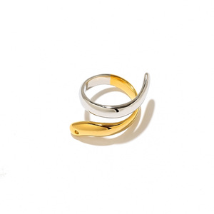 Stainless Steel <b>Ring</b> Gold Plated Two Tone Open Snake Design Women's Fashion Jewelry Gift - Product Image 5