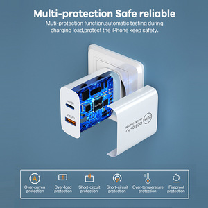 شاحن شحن سريع <span class=keywords><strong>USB</strong></span> مزدوج 20 واط ، محول هاتف 20 واط ، شاحن جداري QC ، شاحن لنا الاتحاد الأوروبي والمملكة المتحدة - Product Image 4