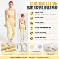 Ensemble de yoga deux pièces personnalisé pour femme : Soutien-gorge de sport froncé à double bretelle et pantalon long rayé sans couture avant – Tenue de sport